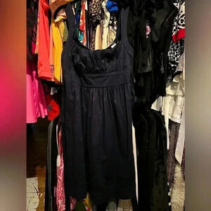 Navy Strappy Tie Back Waist Milk Maid Top Knee Length Dress - Very Nice